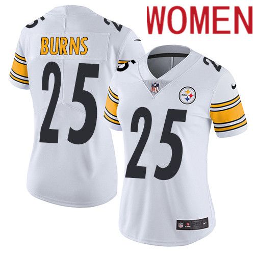 Women Pittsburgh Steelers #25 Artie Burns Nike White Vapor Limited NFL Jersey->women nfl jersey->Women Jersey